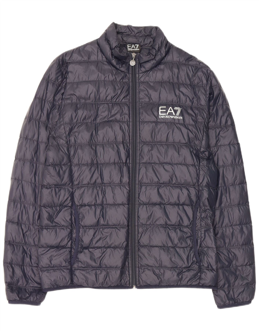 Armani Herren Grafik gepolsterte Jacke UK 44 2XL Marineblaues Nylon