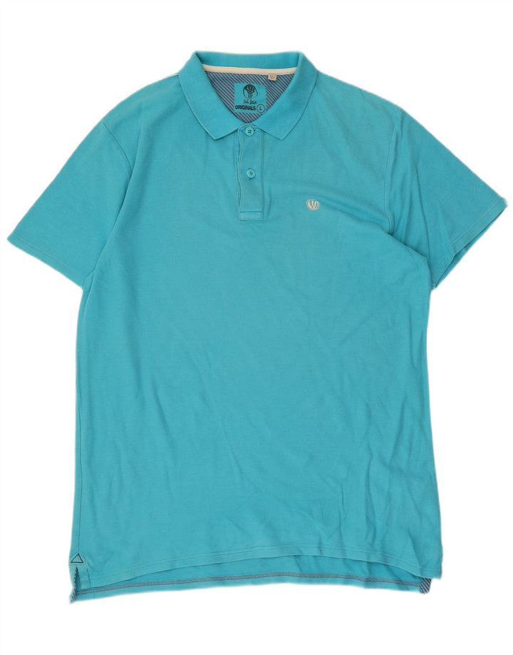 FAT FACE Mens Polo Shirt Large Blue Cotton