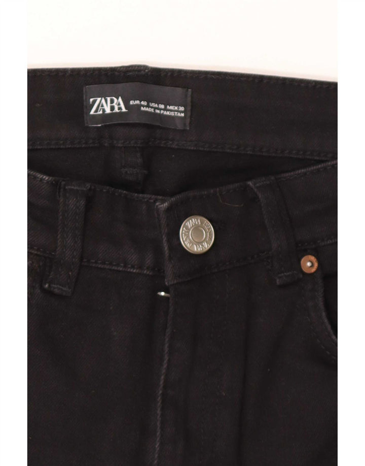 Zara Damen Crop Bootcut Jeans EU 40 Medium W30 L25 Schwarz