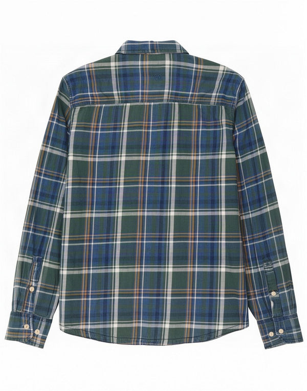 Fat Face Mens Indigo Dye Flannel Shirt Small Green Check Cotton
