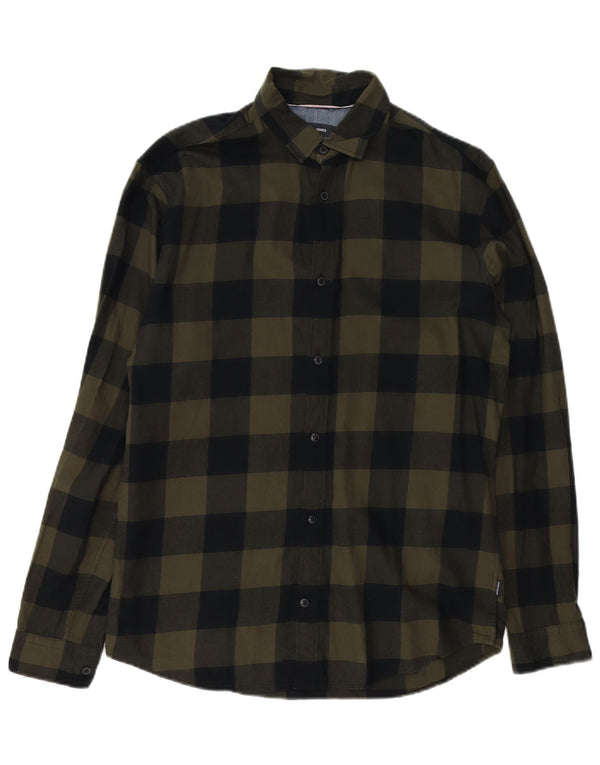 Jack & Jones Herren-Flanellhemd, mittelgroße Khaki-Karo-Baumwolle