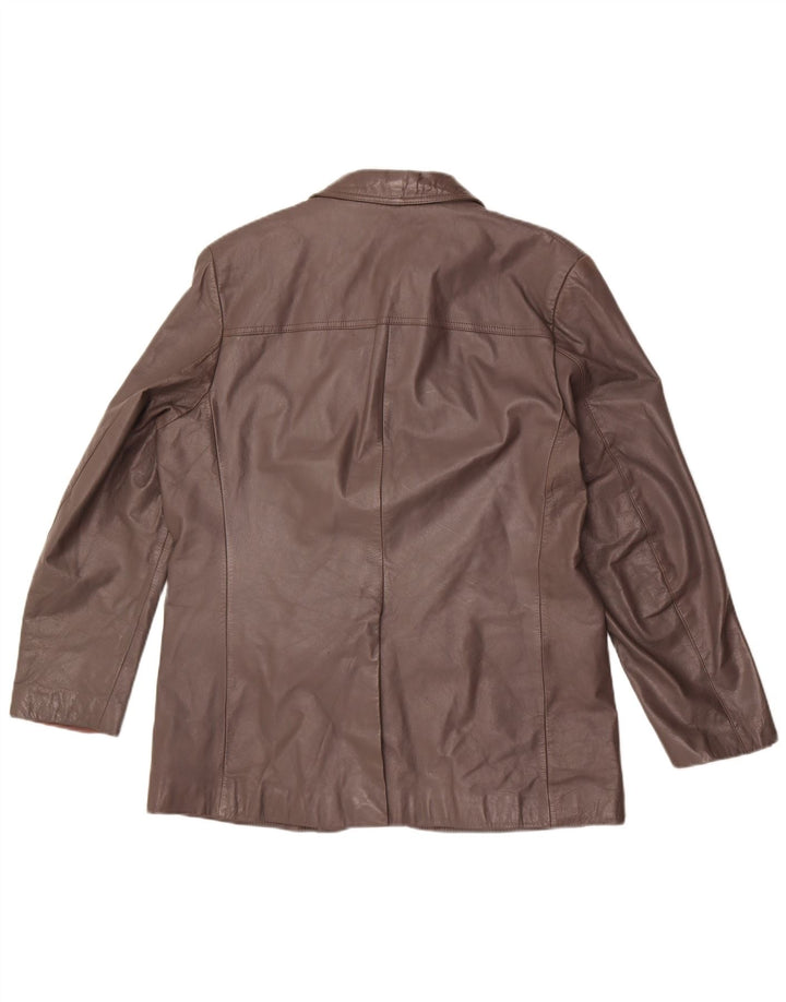 Vintage Herren 2 Knopf Leder Blazer Jacke UK 44 2XL Braunes Leder