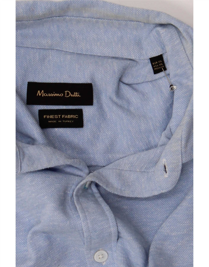 Massimo Dutti Herrenhemd 2XL Blaue Baumwolle