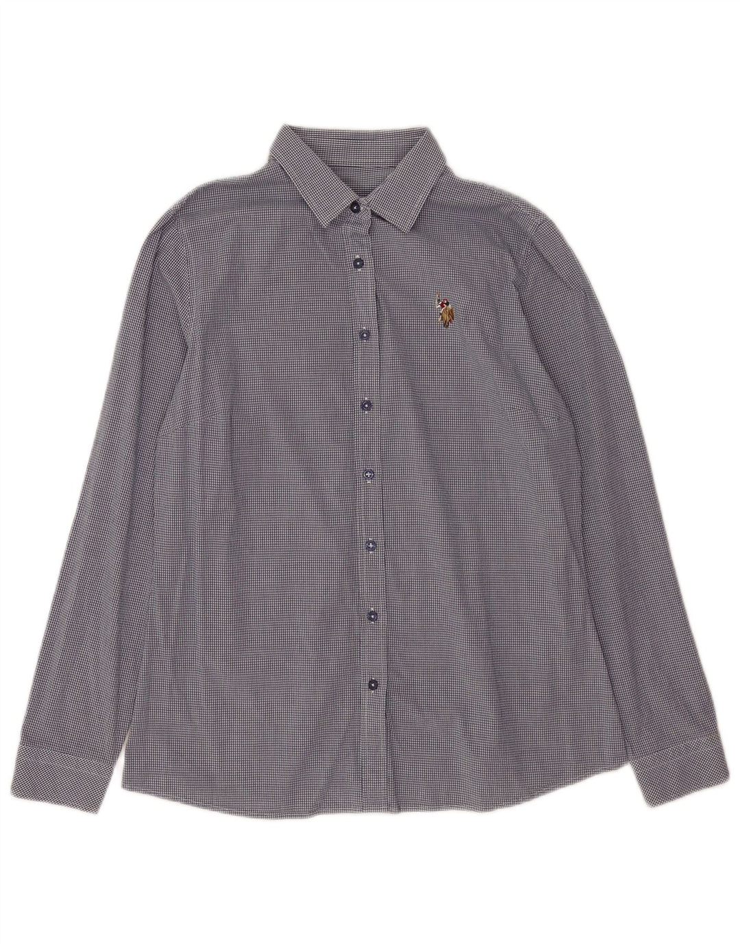 U.S. Polo Assn. Damen-Hemd EU 38, mittelgroß, marineblau, Gingham-Baumwolle