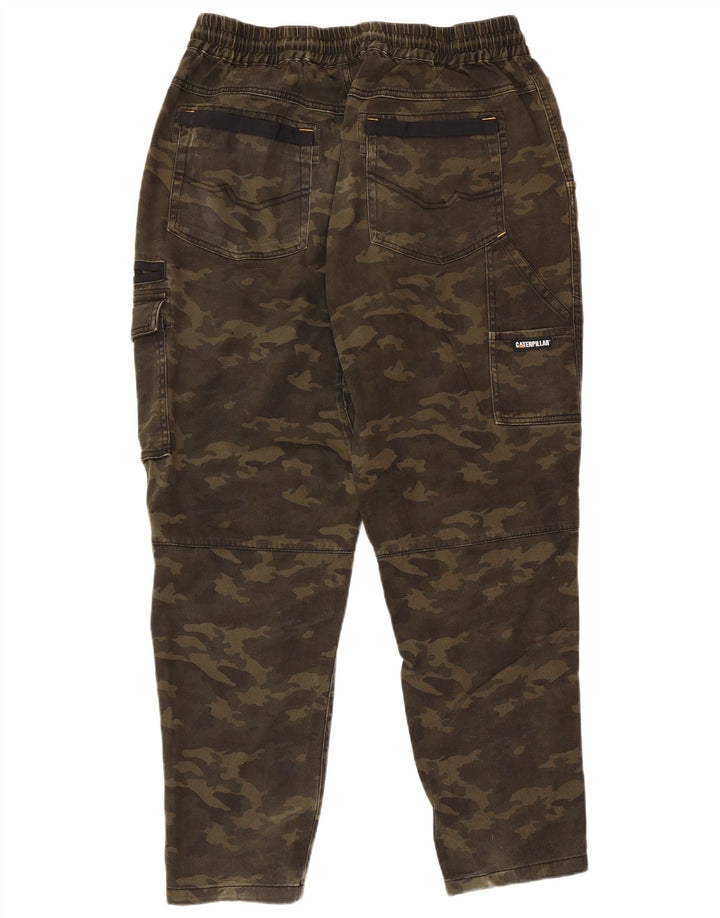 Caterpillar Herren Tapered Cargohose W38 L28 Khaki Camouflage Baumwolle