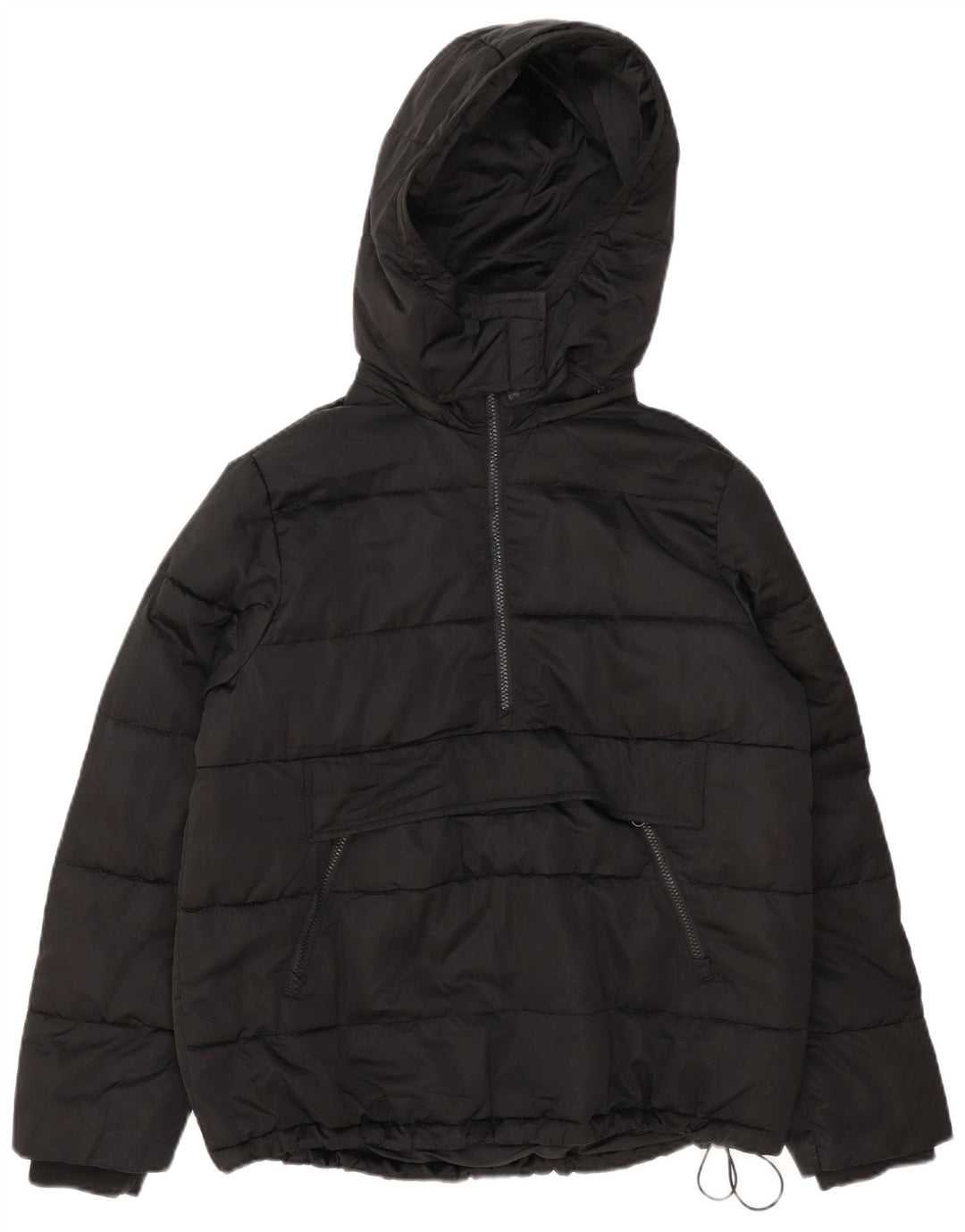 Zara Damen Übergroße, gepolsterte Anorakjacke mit Kapuze, UK 10, Größe S, Schwarz