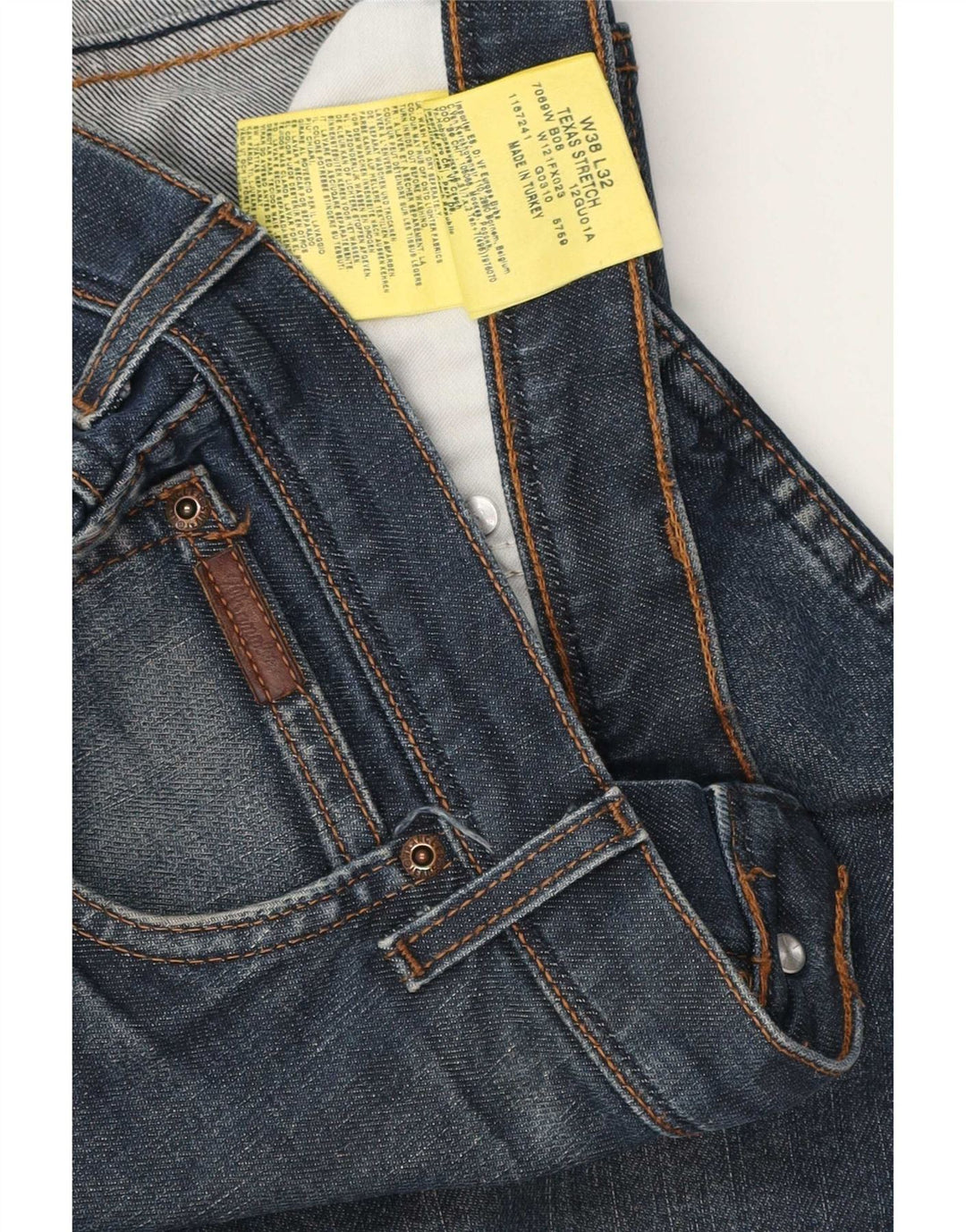 Wrangler Herren Texas Stretch Straight Jeans W38 L29 Blaue Baumwolle