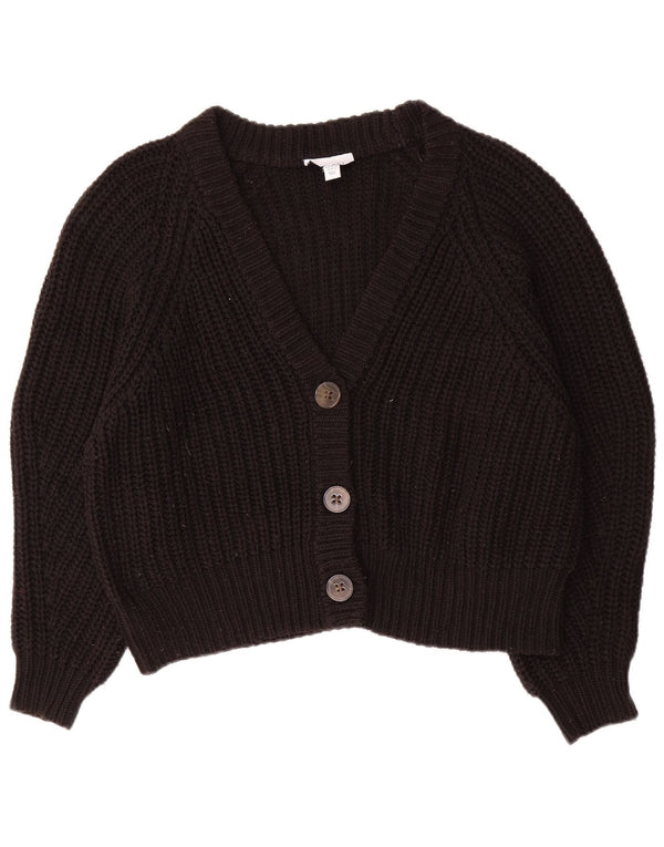 Topshop Womens Crop Oversized Cardigan Pullover UK 14 Medium Schwarz Acryl