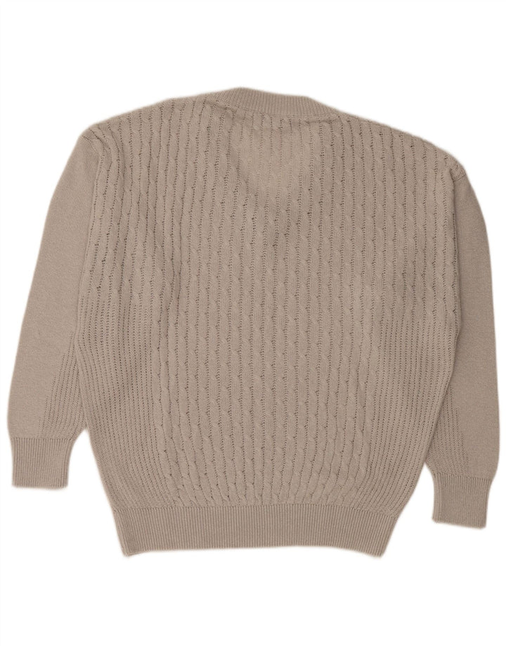LEONARDO Herren-Pullover mit V-Ausschnitt, XL, graue Baumwolle