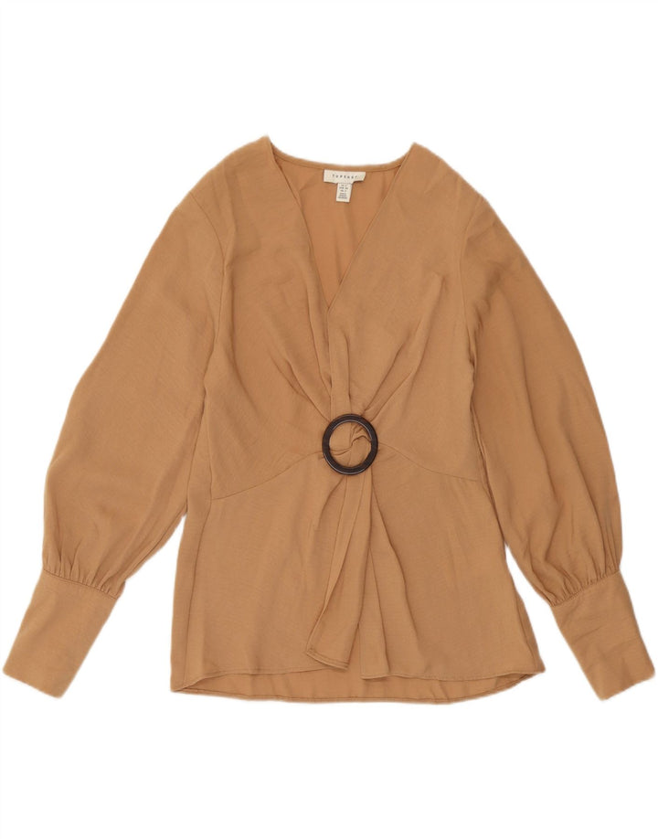 Topshop Damen Blusenoberteil UK 6 XS Braunes Polyester