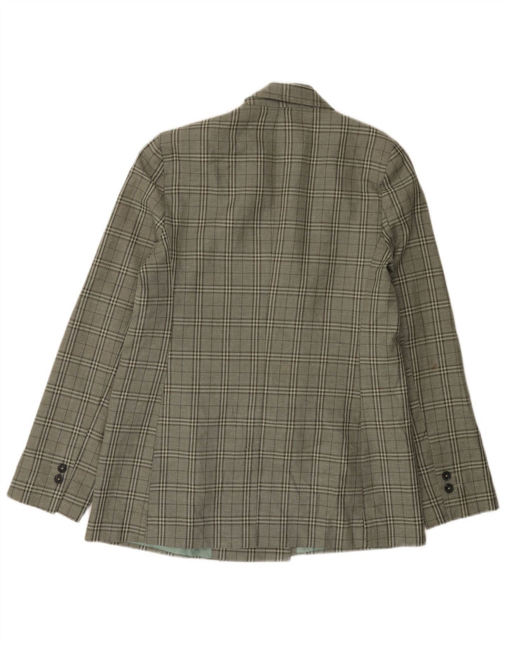 Topshop Damen-Blazer, groß, zweireihig, Gr. 12, mittelgrün kariert
