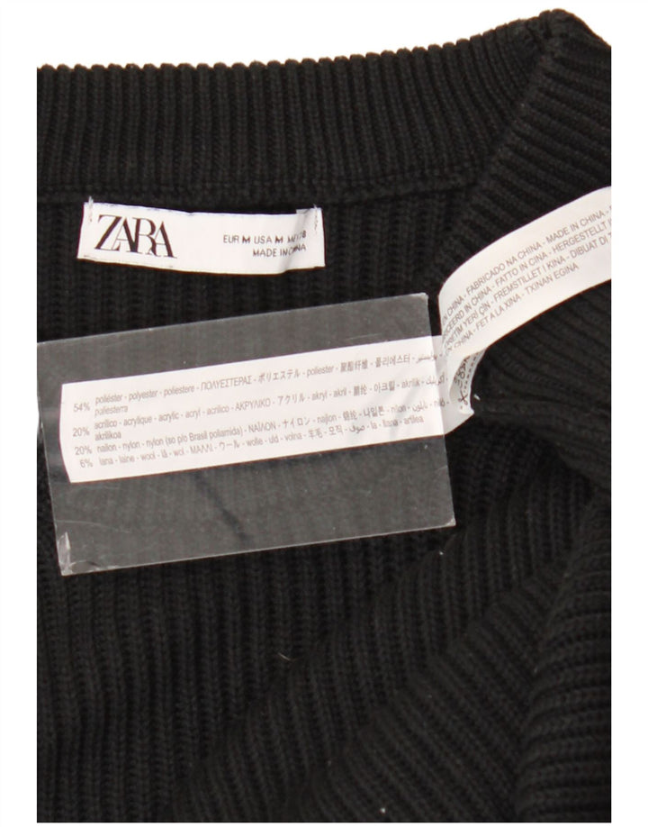 Zara Herren-Pullover mit Rundhalsausschnitt, Mittelschwarzes Polyester