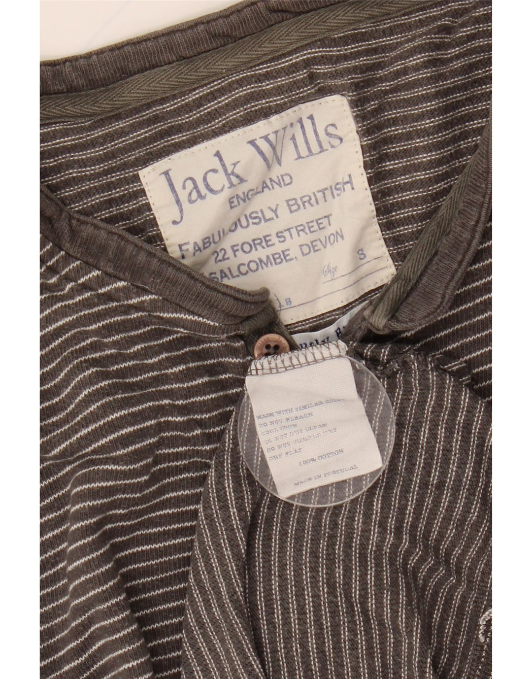 JACK WILLS Herren-Oberteil, langärmelig, klein, graue Nadelstreifen-Baumwolle
