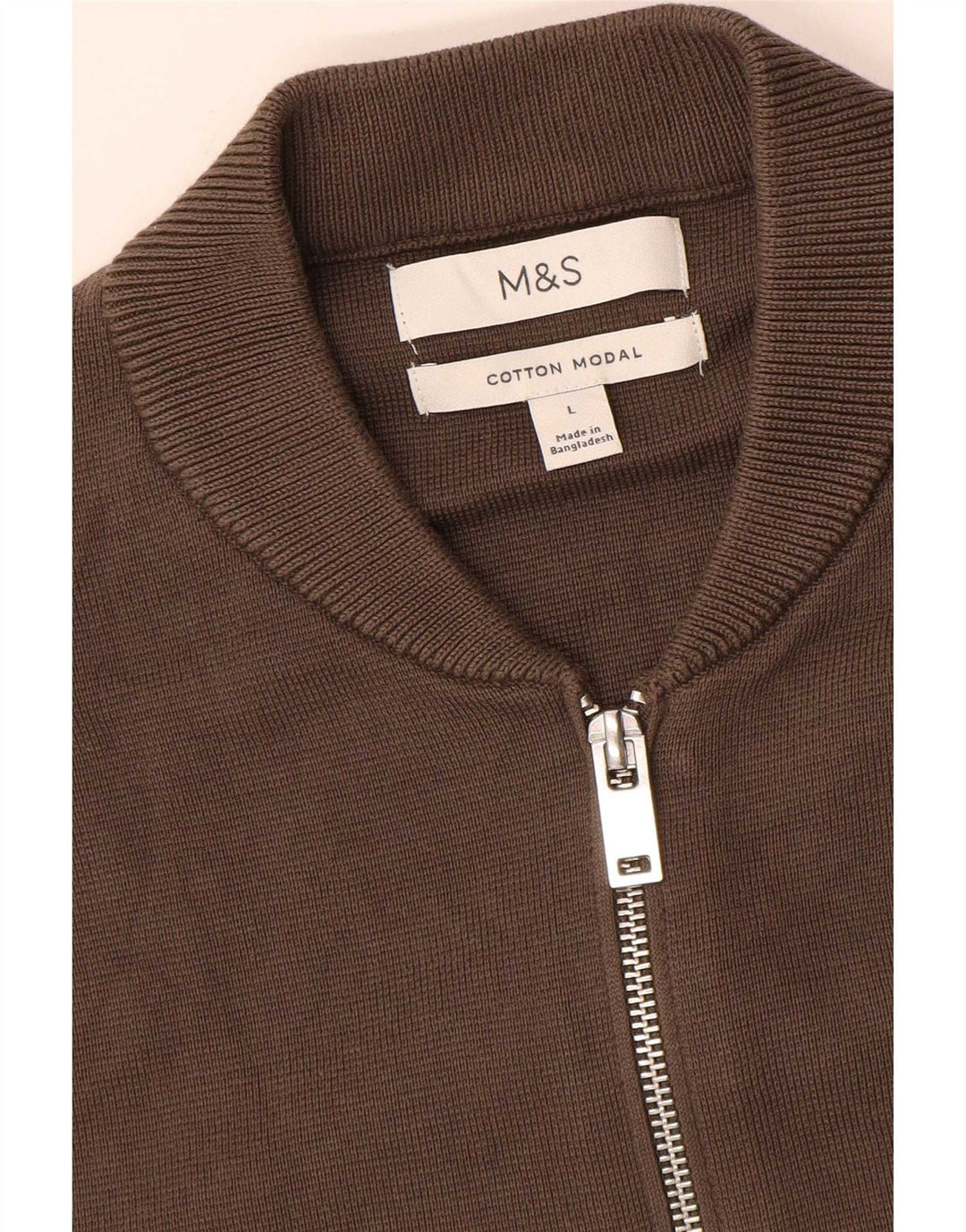 Marks & Spencer Herren-Strickjacke, groß, braune Baumwolle