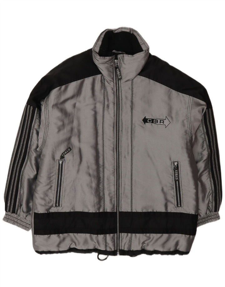 Vintage Herren-Windbreaker-Jacke, UK 40, groß, silberfarben, Farbblock-Polyester