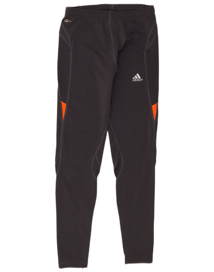 Adidas Damen Climacool Leggings UK 14 Large Grau Colourblock Polyester