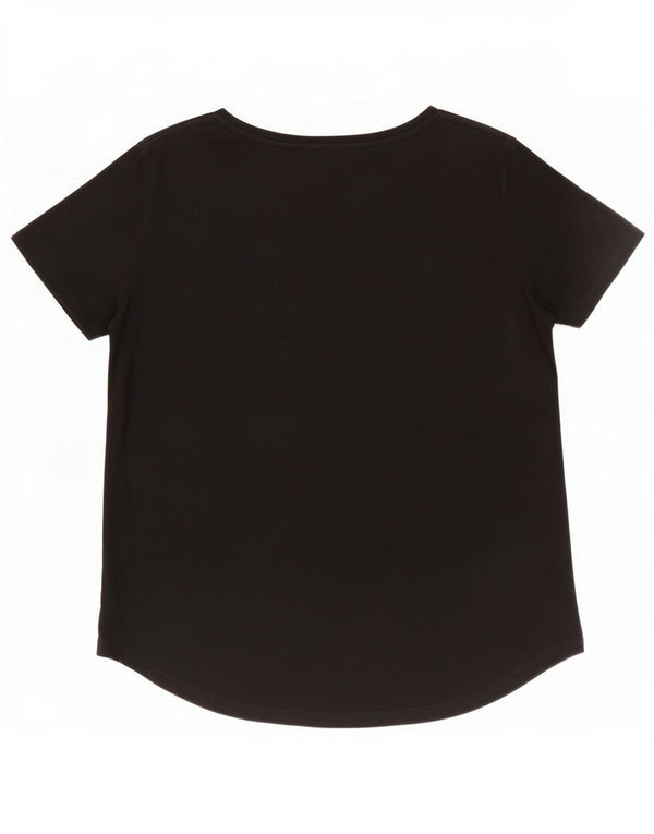 Zara Damen T-Shirt Top UK 14 Medium Schwarz Baumwolle