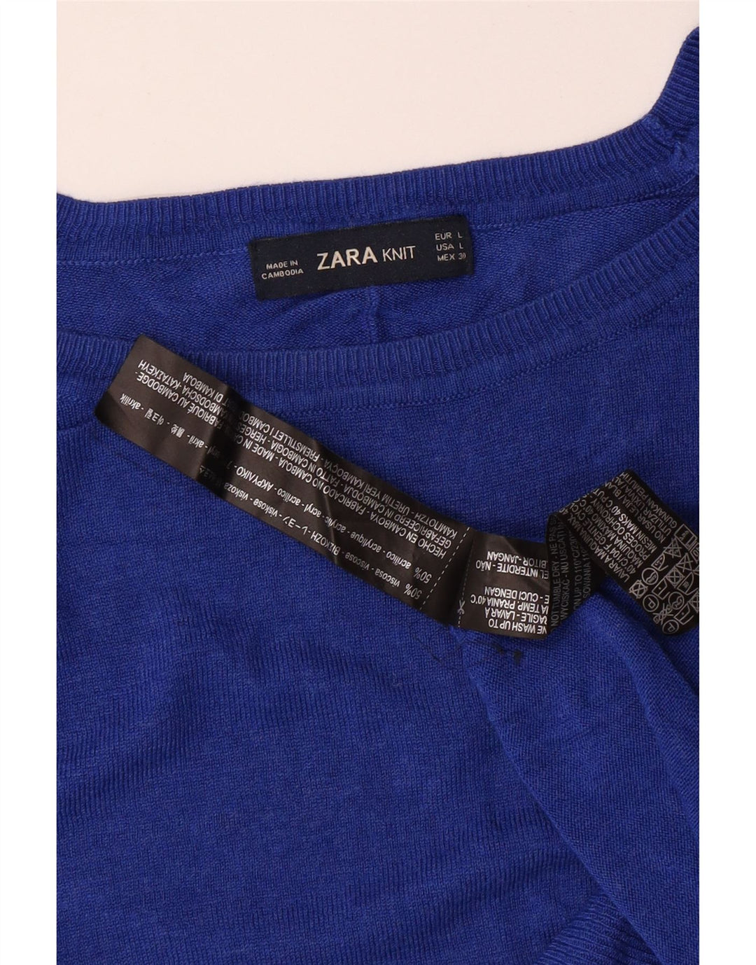 ZARA Damen-Pullover mit U-Boot-Ausschnitt, Gr. 44, Blau, Viskose