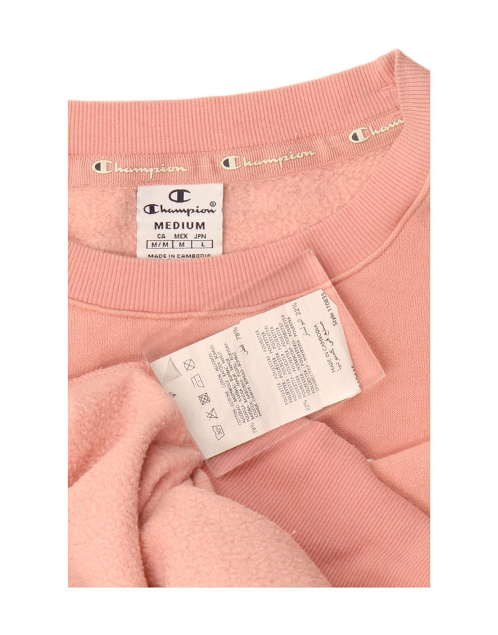 Champion Womens Graphic Sweatshirt Pullover UK 14 Mittelrosa Baumwolle