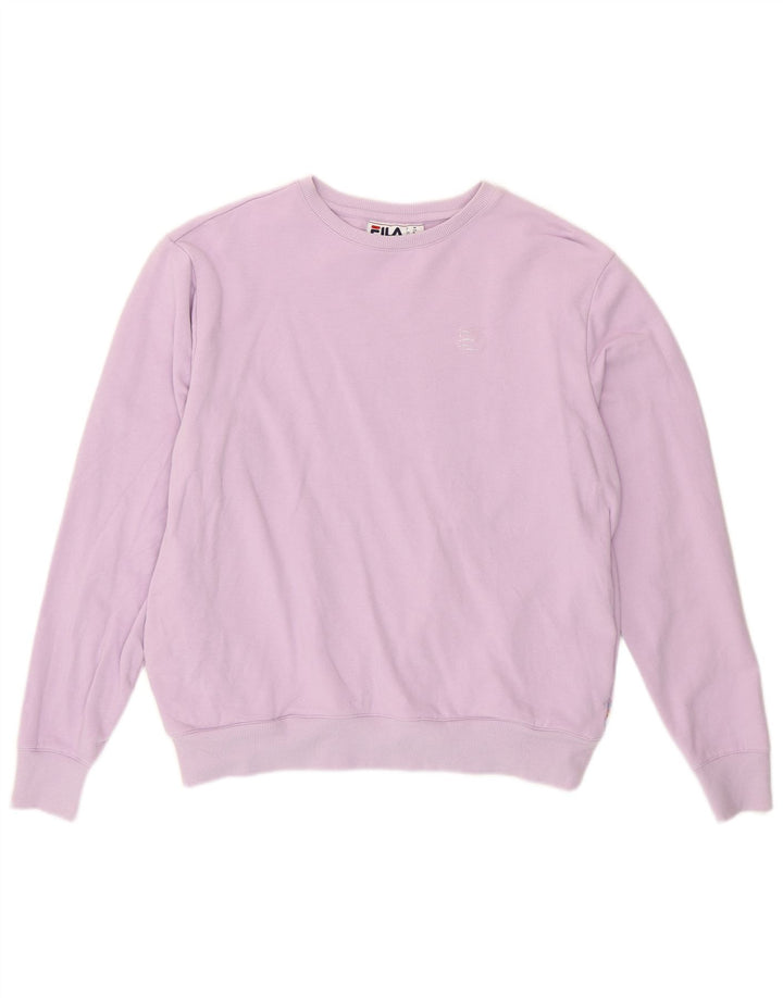 Fila Damen Sweatshirt-Pullover UK 14 Medium Lila Baumwolle