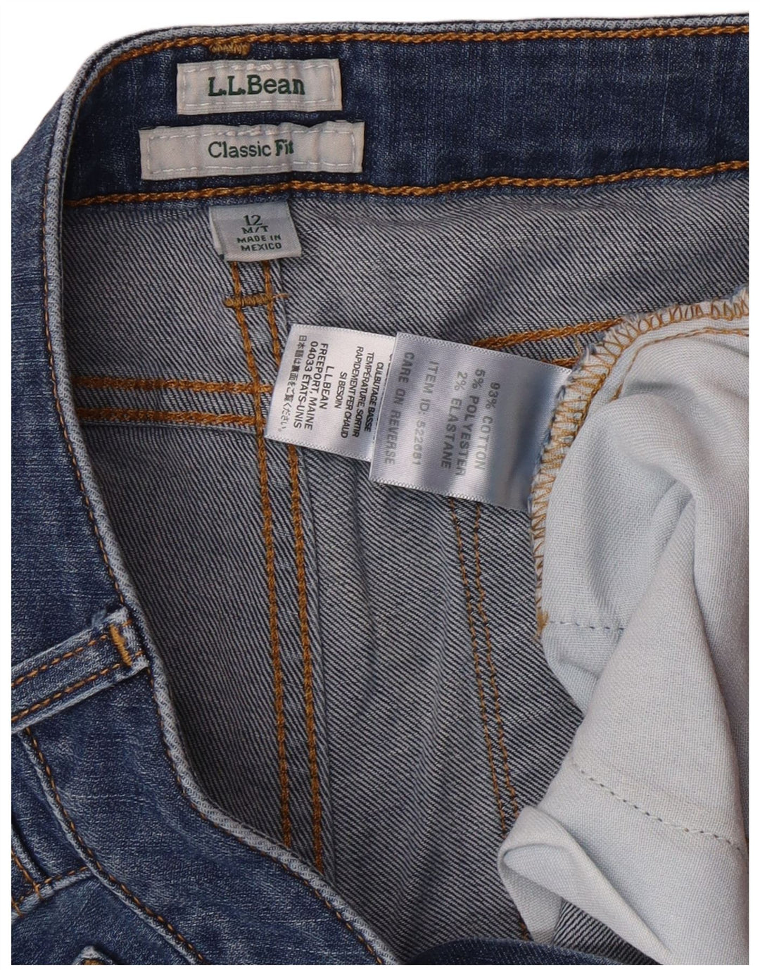 L.L.BEAN Damen-Jeans mit klassischer Passform, gerade Passform, US 12, Größe L, W32, L32, Blau, Baumwolle