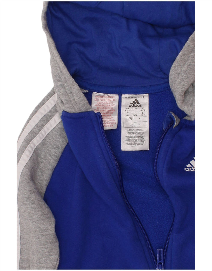 ADIDAS Kapuzenpullover mit Reißverschluss für Jungen, 6–7 Jahre, blaue Farbblock-Baumwolle