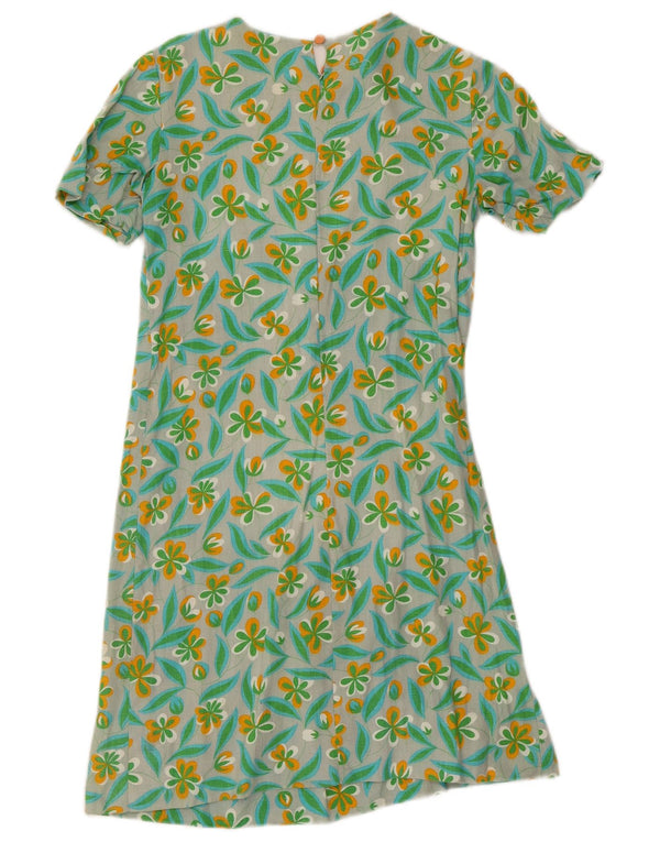 Vintage Damen Etuikleid UK 10 Klein grün geblümt