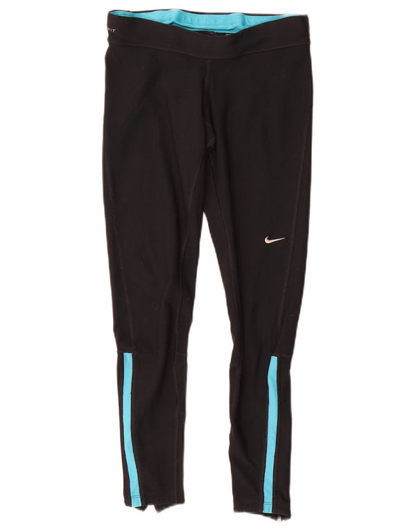Nike Damen Dri Fit Trainingshose UK 4 XS Schwarz Colourblock Polyester