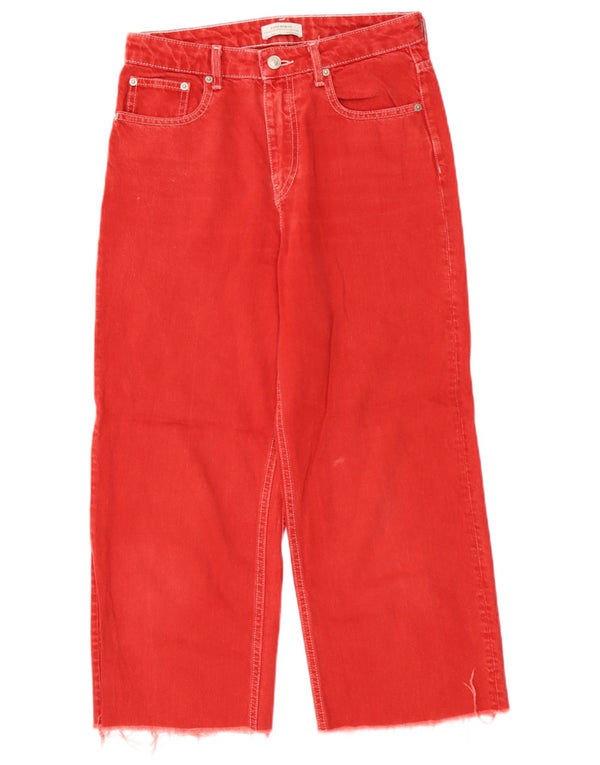 Kurze Jeans für Damen von Zara, EU 36, XS, B26, L23, rote Baumwolle