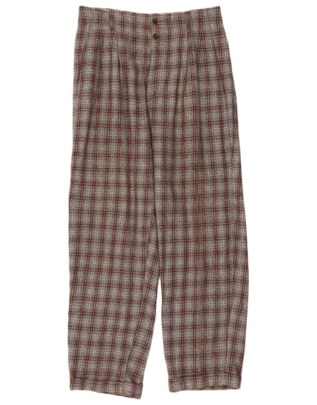 Vintage Herren-Chinohose mit Klammern, IT 50, groß, W32, L32, grau kariert