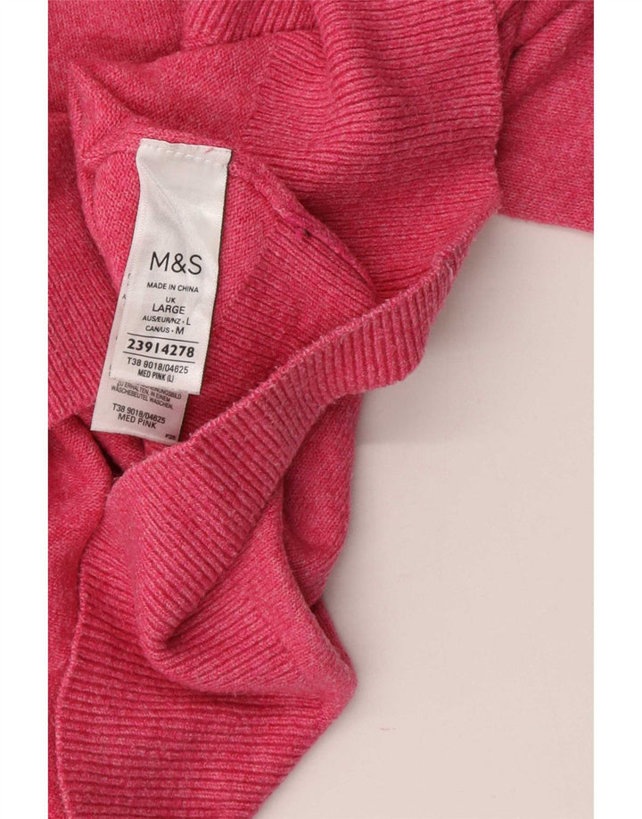 Marks & Spencer Damen-Pullover mit Polokragen, Gr. 16, Größe L, Rosa, Polyester