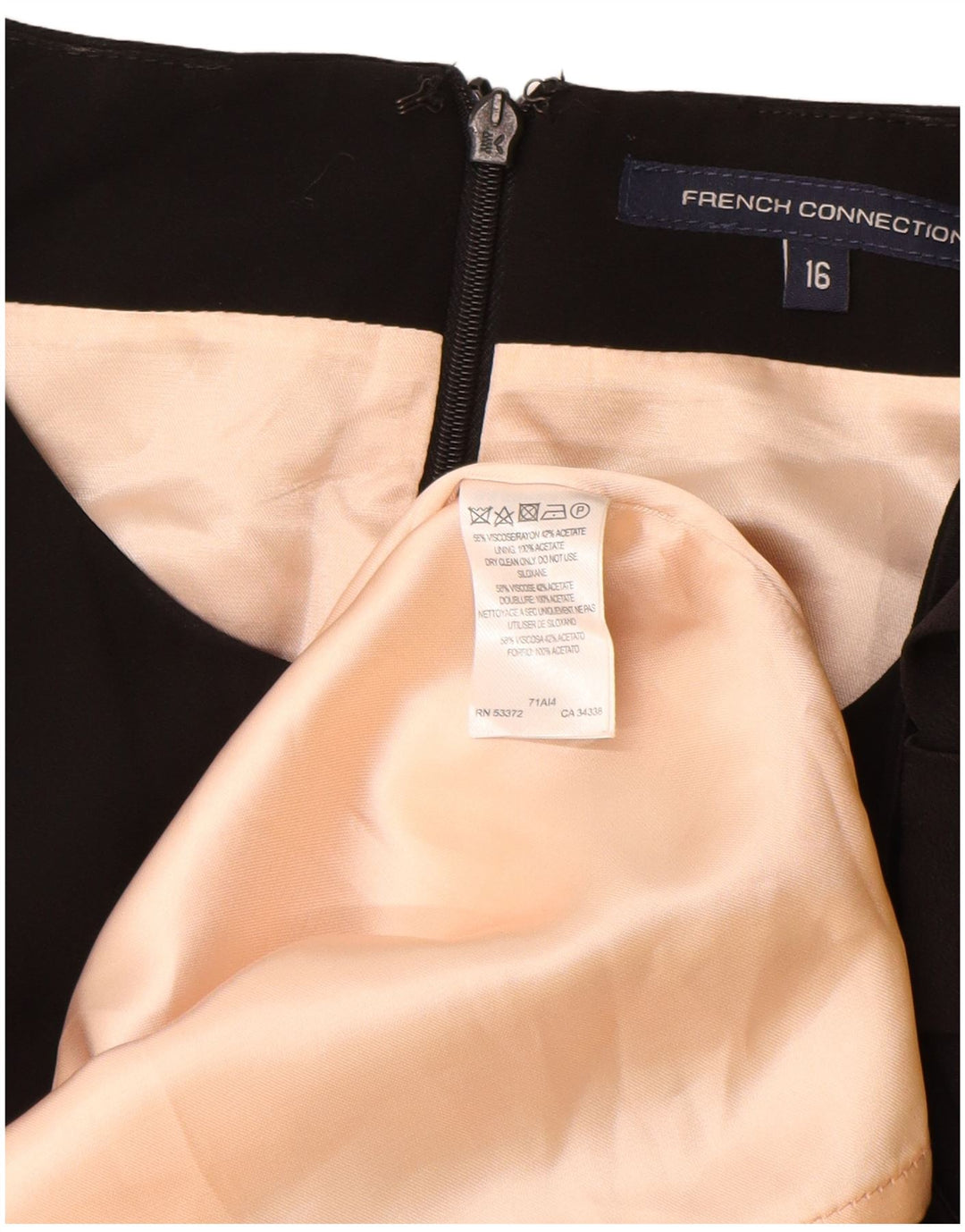 French Connection Ärmelloses Damen-Etuikleid, UK-Größe 46, Größe L, schwarze Viskose