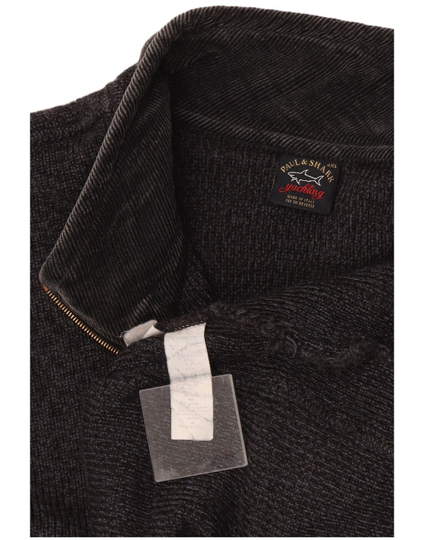 Paul & Shark Herren Yachting Zip Neck Pullover Pullover 4XL Grau Baumwolle
