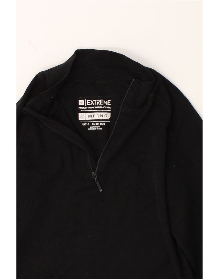 MOUNTAIN WAREHOUSE Womens Zip Neck Jumper Sweater UK 10 Small Black Wool Vintage Mountain Warehouse and Second-Hand Mountain Warehouse from Messina Hembry 