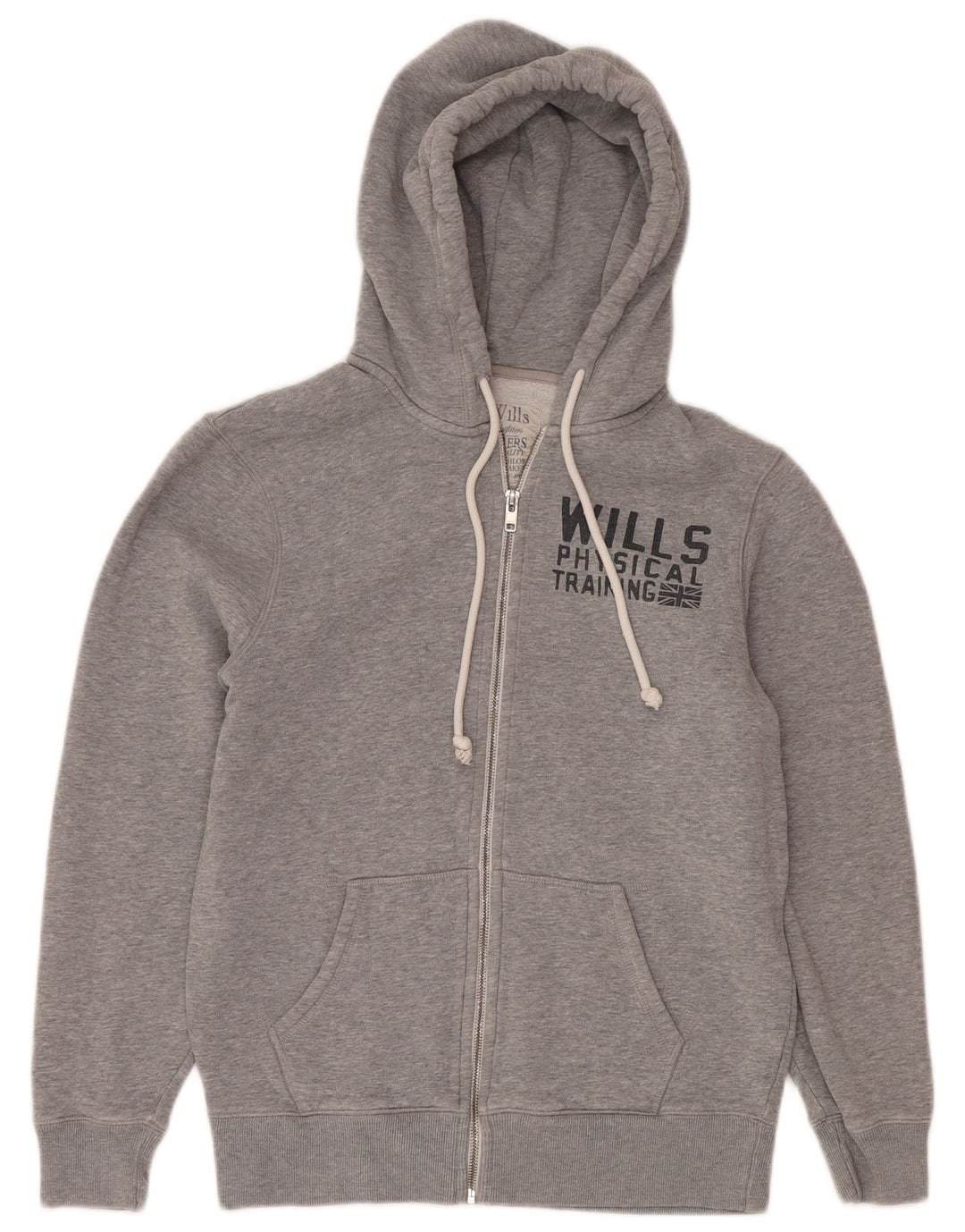 Jack Wills Herren-Kapuzenpullover mit grafischem Reißverschluss, mittelgraue Baumwolle