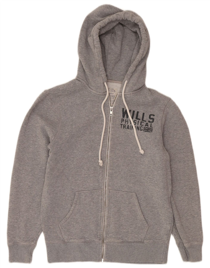 Jack Wills Herren-Kapuzenpullover mit grafischem Reißverschluss, mittelgraue Baumwolle