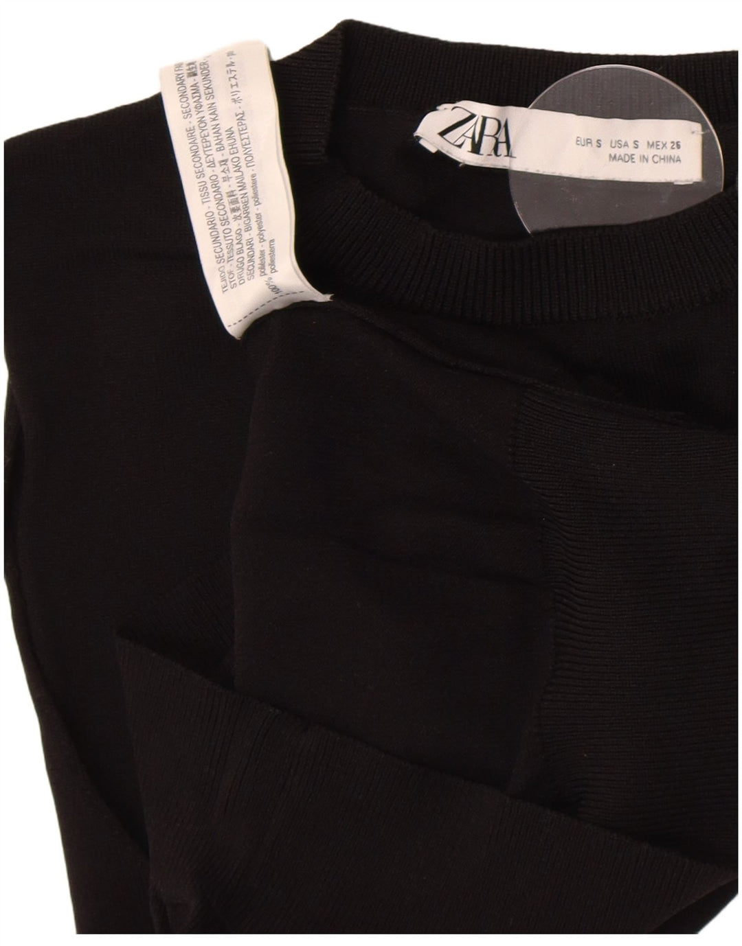 Zara Damen Crop Vest Tank Top UK 8 Small Schwarz Polyester