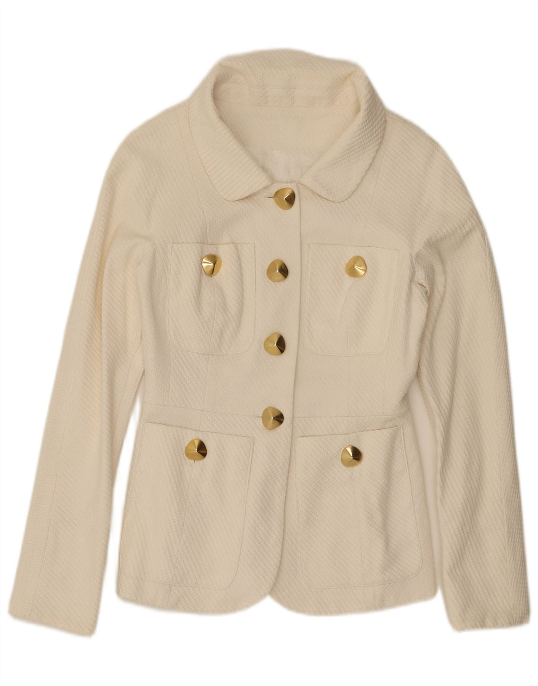 Vintage Damen 4-Knopf-Blazerjacke UK 10 Small Weiß