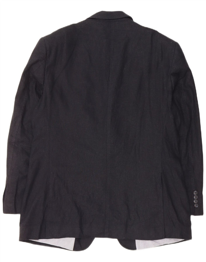 MARKS & SPENCER Herren-Blazerjacke mit 2 Knöpfen, Gr. 42, groß, marineblaues Leinen