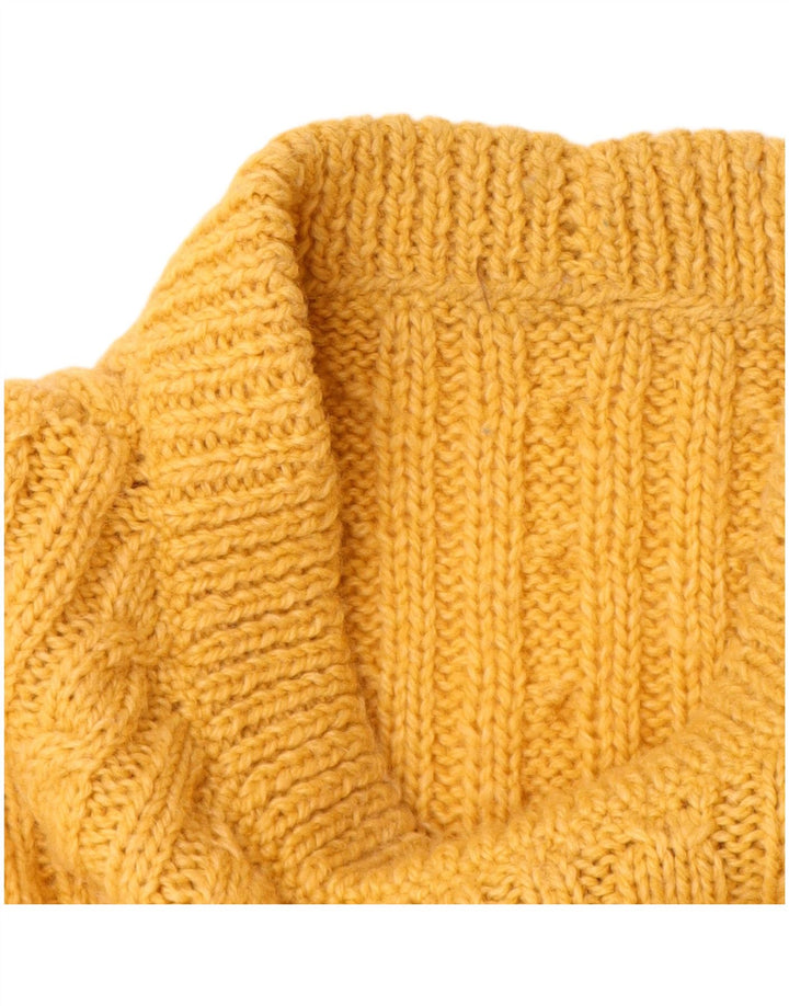 VINTAGE Damen Rollkragenpullover Pullover UK 14 Groß Gelb