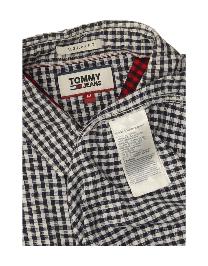 TOMMY HILFIGER Mens Regular Fit Shirt Medium Navy Blue Gingham Cotton Vintage Tommy Hilfiger and Second-Hand Tommy Hilfiger from Messina Hembry 