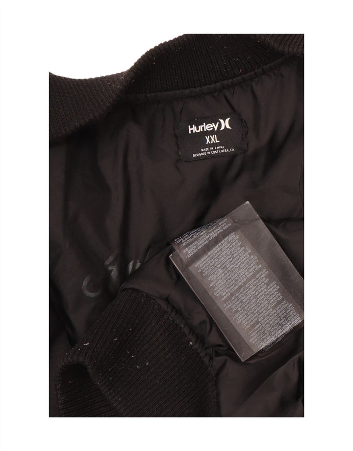 HURLEY Herren Bomberjacke UK 44 2XL Schwarzes Nylon
