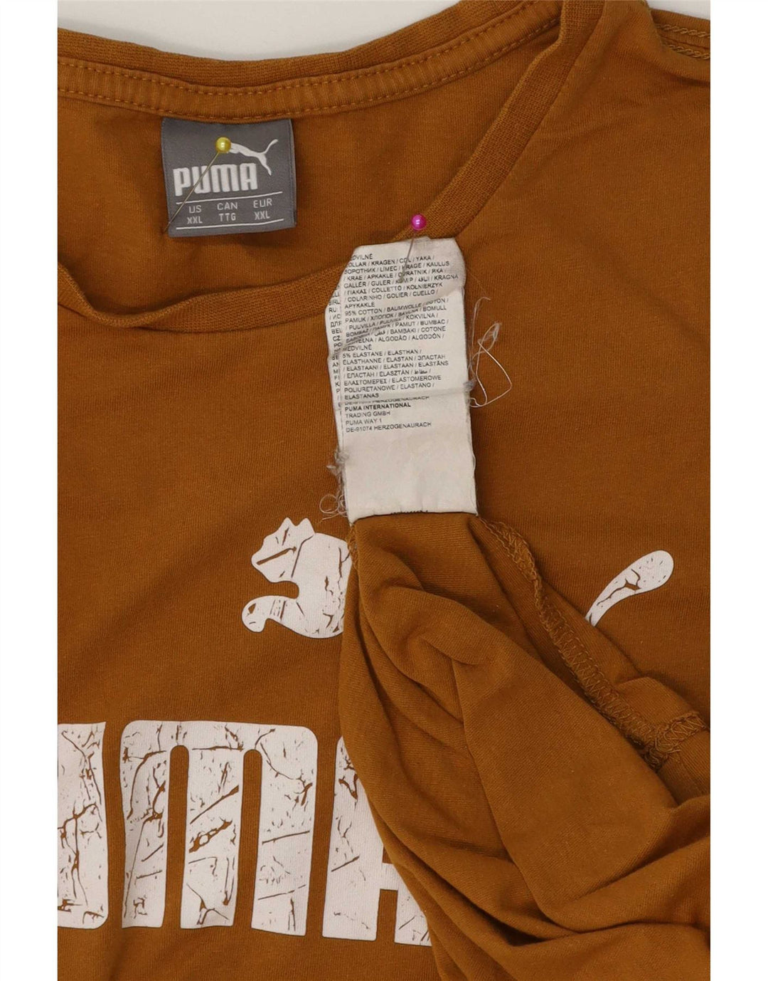Puma Herren Grafik T-Shirt Top 2XL Braun Baumwolle