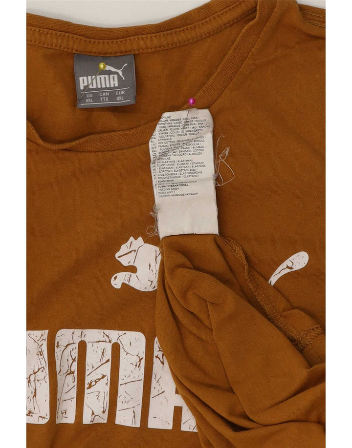 Puma Herren Grafik T-Shirt Top 2XL Braun Baumwolle