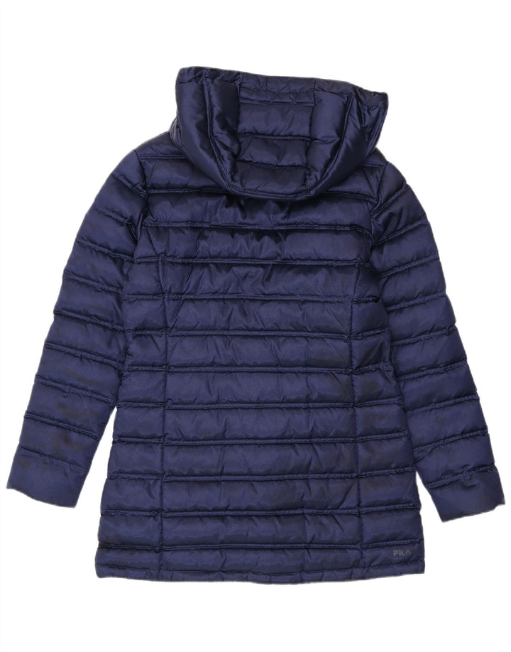 Fila Wattierter Damenmantel mit Kapuze, UK 14, Größe L, Marineblau