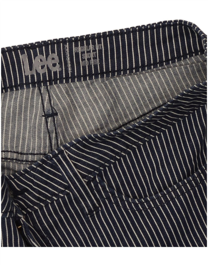 Lee Womens Mid Rise Regular Fit Casual Shorts W34 Large Marineblau gestreift