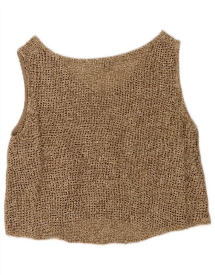 Vintage Damen Durchsichtiges 1-Knopf-2-teiliges Set UK 12 Mittelbeige