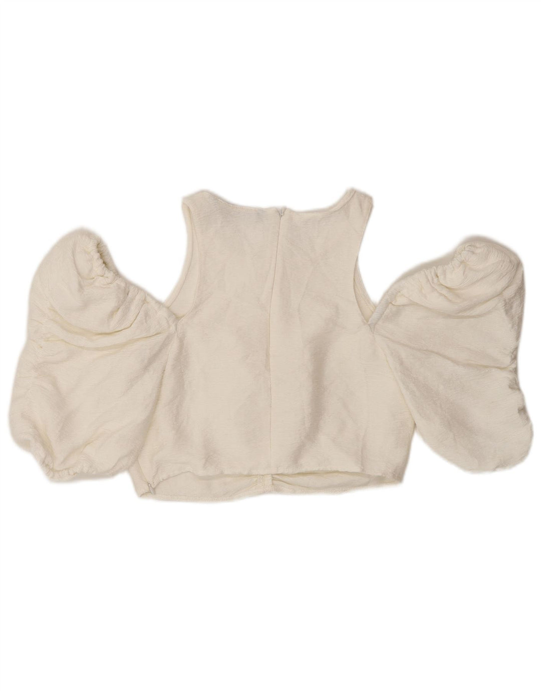 Zara Damen Crop Off Shoulder Top UK 12 Mittelweiß