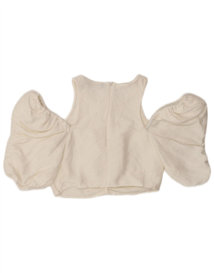 Zara Damen Crop Off Shoulder Top UK 12 Mittelweiß