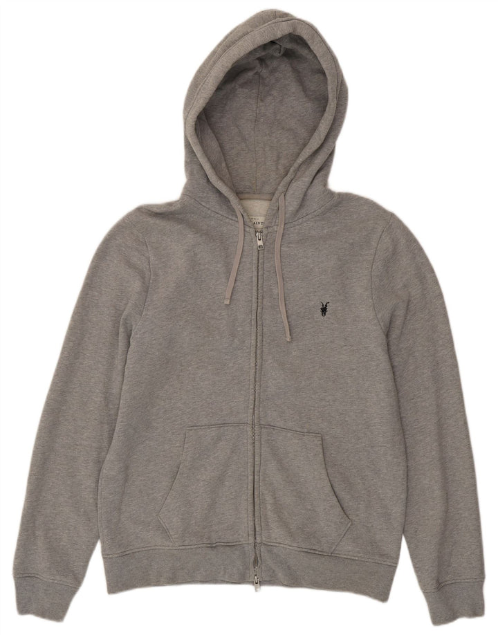 All Saints Herren-Kapuzenpullover mit Reißverschluss, XL, graue Baumwolle